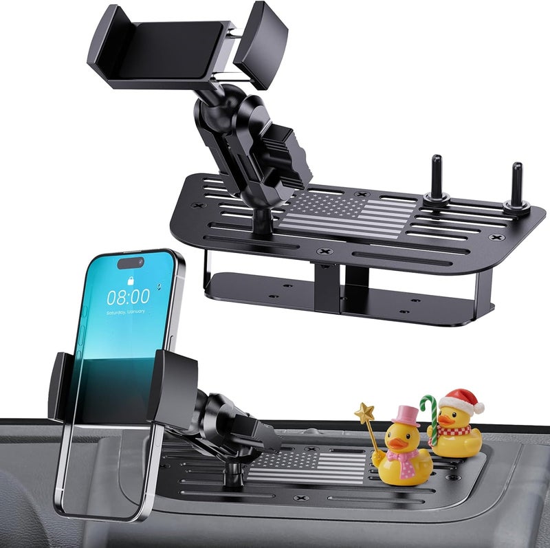 DIAMOOKY Upgraded Metal Phone Mount Compatible with Jeep Wrangler JK JKU 2018 2017 2016 2015 2014 2013 2012 2011 Accessories, Dash Phone Holder with Duck Mounts System Kit - Image 1